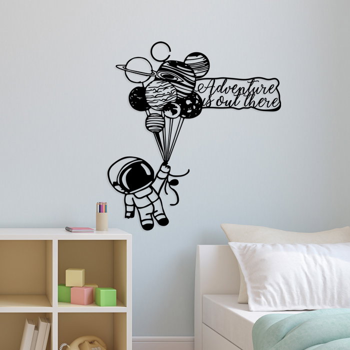 Wallity Astronaut 4 Escultura de Pared de Metal Negra